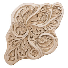 Wall Mural - A chunk of lighthued wood with a smooth surface adorned with intricate patterns and swirls..