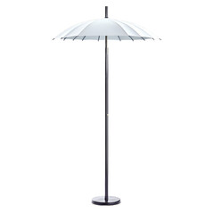 Fototapete - A vertical structure made of dark metal designed to neatly hold and display a collection of umbrellas. Its slim shape allows for compact storage..