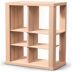 Fototapete - A sy rectangular structure with three vertical columns on each side. The columns are connected by horizontal shelves creating six levels of storage space. The frame is made of a.