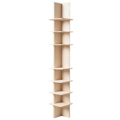 Fototapete - A combination of form and function this piece is a perfect addition to any room. It has a slim vertical design with five shelves each one made of a lightcolored wood. The shelves.