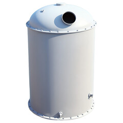 Aufkleber - A round rain storage tank with a screen on top to filter out debris..