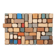 Wall Mural - A collage of smaller pieces of painted wood creating a mosaiclike effect..