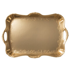 Fototapete - A large brass tray with a hammered texture and scalloped edges adorned with a beautiful filigree design..