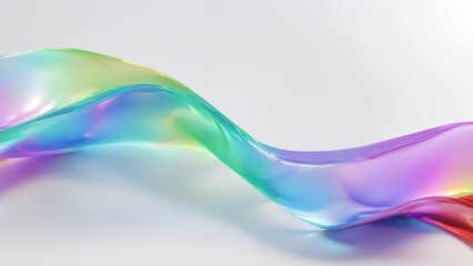 Fototapete - A mesmerizing 3D render of a flowing iridescent form against a soft white background. The vibrant colors and smooth curves create a sense of elegance, movement, and ethereal beauty. 