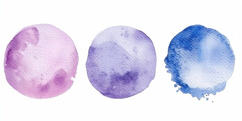 Poster - Three different colored circles of watercolor paint. The circles are purple, blue, and pink. The circles are all different sizes and are placed next to each other