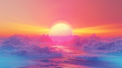Wall Mural - Sky Gradients Celestial Beauty: A 3D illustration capturing the gradient of colors in the sky