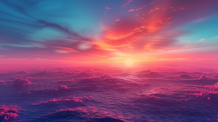 Wall Mural - Sky Gradients Sunset: A 3D illustration capturing the gradient of colors in the sky during sunset