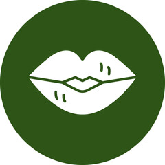 Canvas Print - Lips Glyph Green Circle Icon