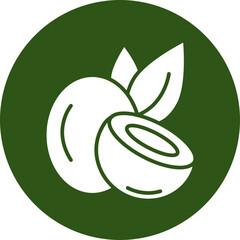 Sticker - Coconut Glyph Green Circle Icon