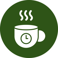 Wall Mural - Coffee Break Glyph Green Circle Icon