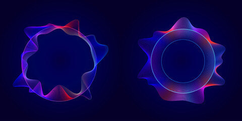 Poster - Circular soundwaves. radial audio equalizer illustration, digital frequency symbols