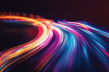 Poster - Colorful Abstract Light Streaks Background with neon glowing patterns adds dynamic touch to design project