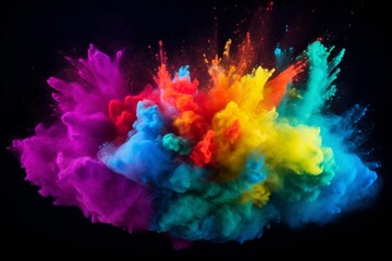 Poster - Vibrant explosion of rainbow holi paint powder