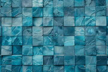 Wall Mural - Vibrant Blue Mosaic Wall Artistic Pattern Textured Abstract Background for design, adding a creative touch