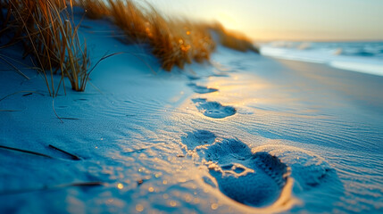 Poster - Closeness to nature: footprints in the sand