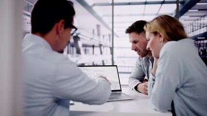 Poster - Male Real Estate Broker Explaining Development Plan To Young Couple
