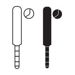 Poster - Cricket bat and ball icon set. symbol in filled and outlined style. Cricket game vector.
