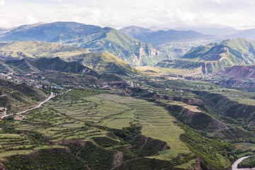 Sticker - mountain landscapes in the vicinity of the ancient Dagestan mountain village of Gunib, Russia