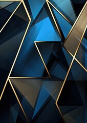 Sticker - blue black gold triangle abstract geometric abstract background,