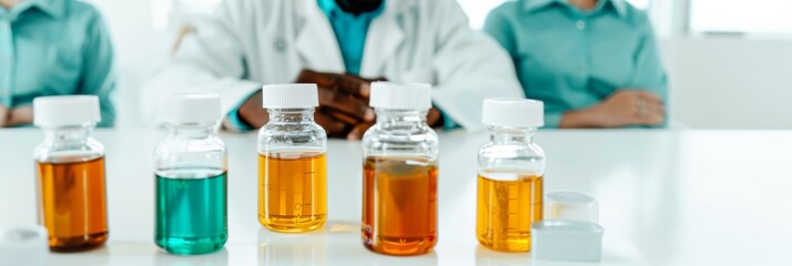 Aufkleber - Black Male Scientist Integrating AI in Analyzing Botanical Health Extracts in Modern Lab, Late Afternoon