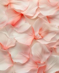 Poster - Serene Pastel Red Petal Pattern Against Soft White Background in Bright Daylight, Capturing Depth and Simplicity