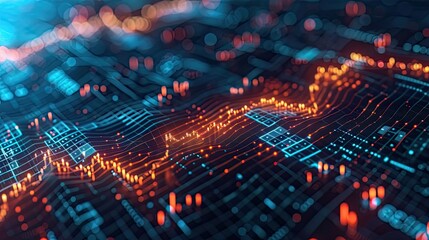 Aufkleber - Financial stock market graph on technology abstract background