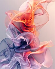 Aufkleber - Abstract Digital Artwork featuring Graceful Swirls in Warm and Cool Hues against a Neutral Background