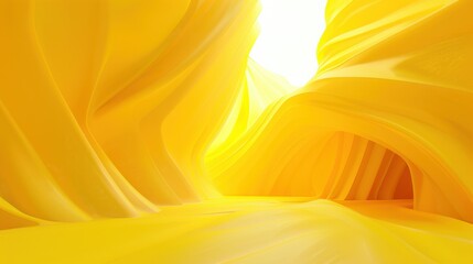 Wall Mural - Radiant 3D Rendering on Yellow Background with Vibrant Hues and Centered Negative Space