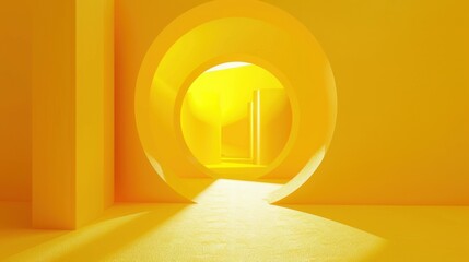 Wall Mural - Radiant Yellow 3D Rendering with Vibrant Hues and Ambient Light on Solid Color Background