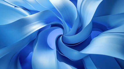 Wall Mural - Tranquil Serenity in Surreal Blue 3D Rendering with Ambient Light and Centered Negative Space
