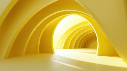 Wall Mural - Serene Minimalist Composition on Yellow Background - 3D Rendering with Soft Light and Neutral Colors
