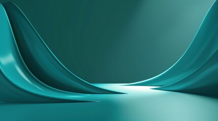 Wall Mural - Radiant Teal Vector Background with Ambient Light and Centered Negative Space in 3D Rendering