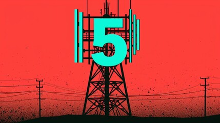 5G in disaster response, rapid communication, flat design illustration