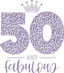 Wall Mural - 50 and Fabulous Leopard Print - Birthday Graphic 