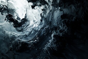 Wall Mural - Fluid abstract ink artwork capturing the movement of water in dark shades