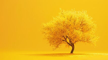 Wall Mural - Vibrant Yellow Tree on Sunny Background, Perfect for Summer Designs Generative AI