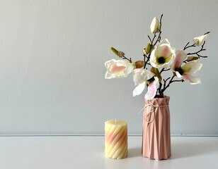 vase of flowers magnolia at home modern interior 