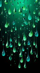 Green Drops on Blue Background, Abstract Image, Texture, Pattern Background, Wallpaper, Background, Cell Phone Cover and Screen, Smartphone, Computer, Laptop, 9:16 and 16:9 Format