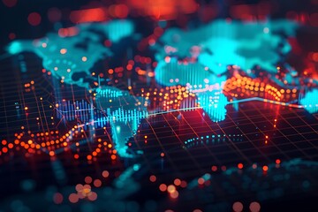 Fototapete - Global network connection.Big data analytic and business concept,Global communication and networking