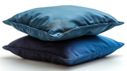 Wall Mural -   Two pillows stacked on a white surface, with a blue pillow on top