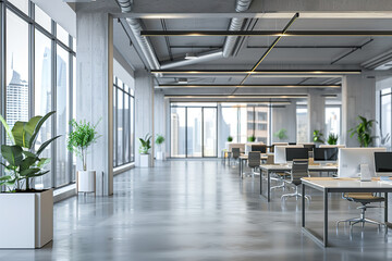 Wall Mural - A large open office space with a lot of natural light and plants, generative ai image.