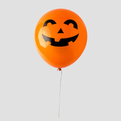 Orange Halloween balloon isolated on white background. Minimal Halloween concept.