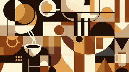 Poster - A coffee mug is shown in a painting with other coffee related items