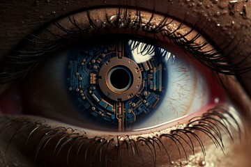 Poster - Precise Technology digital eye. Screen visual data. Generate Ai