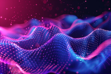 Poster - A blue and pink wave with many dots