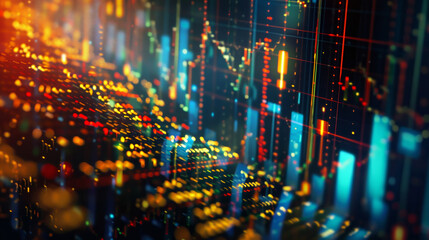 Poster - A colorful image of a city skyline with many buildings and a lot of lines