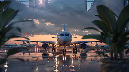 Wall Mural - Airport planes and technology capturing the essence of travel and adventure. Concept Travel Photography, Airplanes, Technology, Adventure, Airport