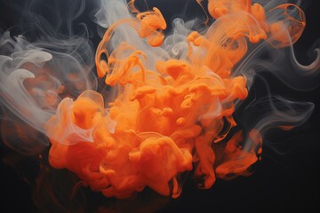 Poster - Vibrant orange smoke swirling against a dark backdrop, creating a dynamic and mysterious effect