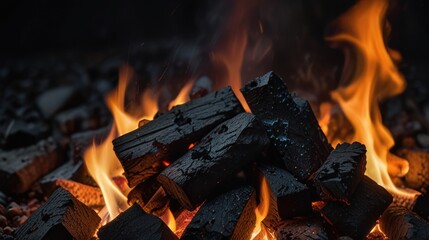 Close-up Coals of a bonfire burning