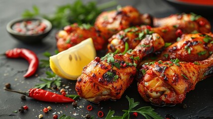 Wall Mural - Spicy Grilled Chicken Drumsticks